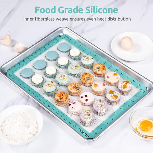 U-Taste 446ºF Heat Resistant Macaron Silicone Baking Mat, Non Stick Reusable Cookies Pastry Sheet Liner with Edge Enhancement Circle Measurement (...